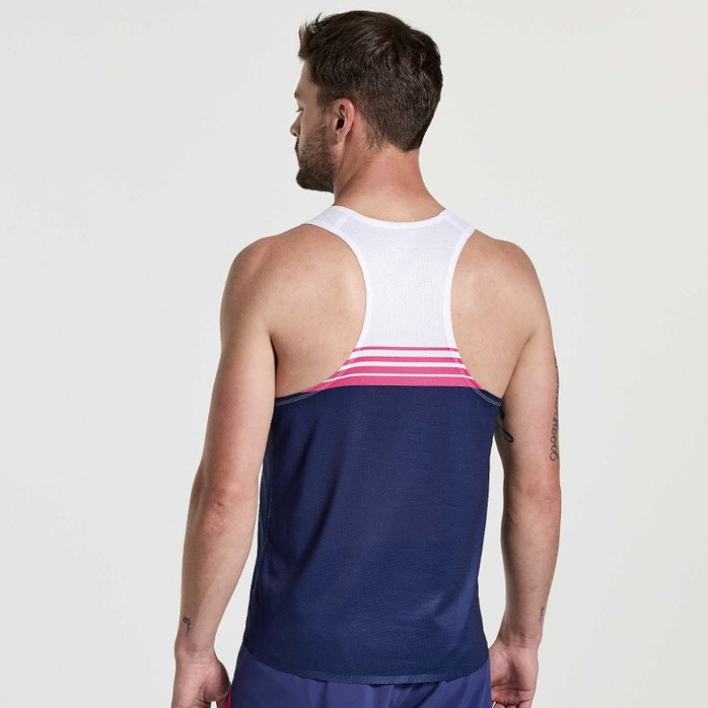 Saucony Elite Singlet Muskelshirt Herren Weiß Navy | SCHWEIZ WAFQJ