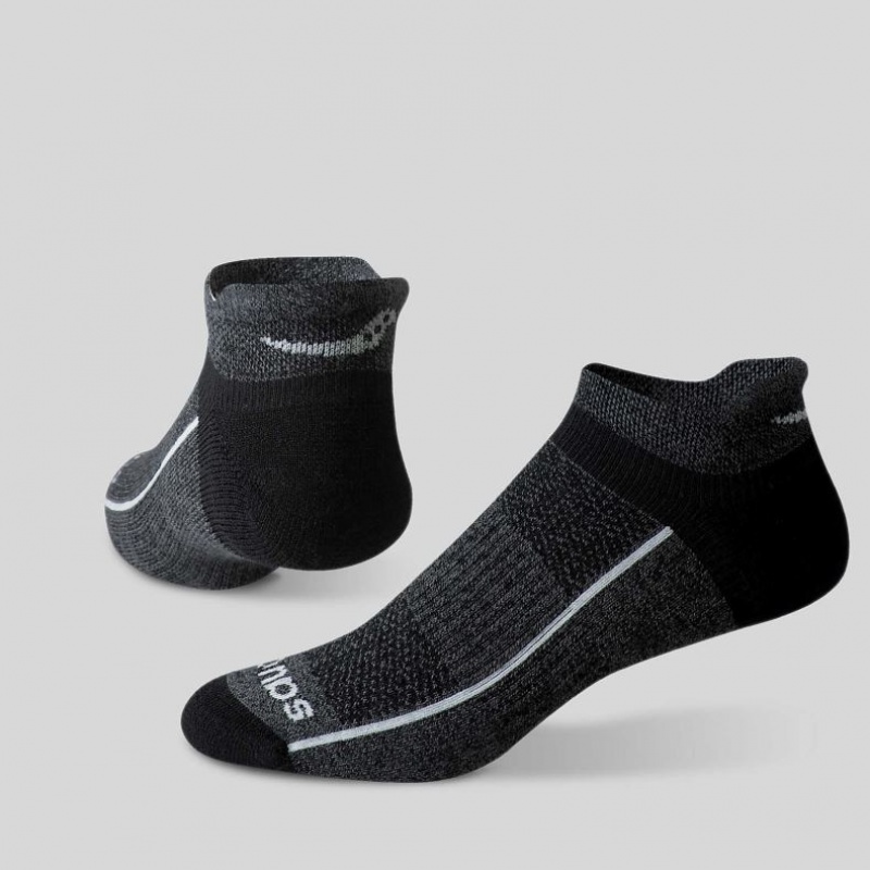 Saucony Inferno Merino Wool Blend No Show 3-Pack Socken Herren Schwarz Grau | SCHWEIZ ZIORS