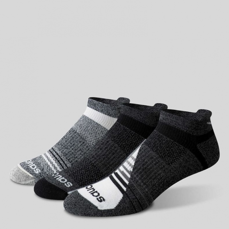 Saucony Inferno Merino Wool Blend No Show 3-Pack Socken Herren Schwarz Grau | SCHWEIZ ZIORS