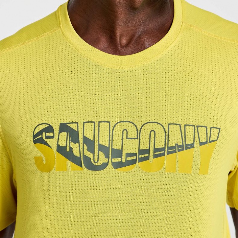 Saucony Stopwatch Graphic Kurzes Sleeve T-Shirt Herren Gelb | SCHWEIZ NFLDI