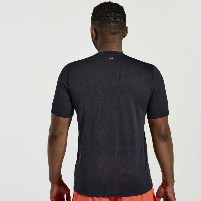 Saucony Stopwatch Graphic Kurzes Sleeve T-Shirt Herren Schwarz | SCHWEIZ OHGQK
