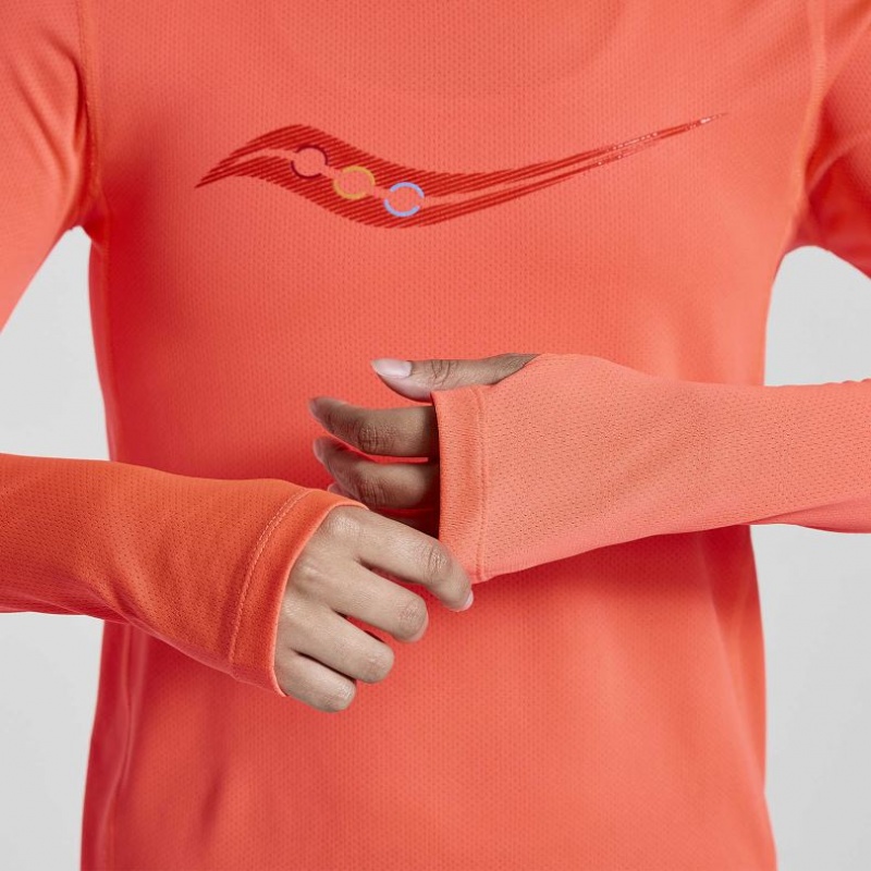 Saucony Stopwatch Graphic Long Sleeve T-Shirt Damen Orange | SCHWEIZ TRPZM