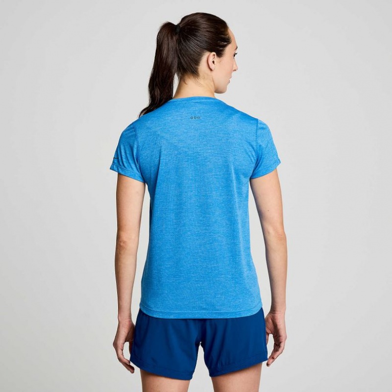 Saucony Stopwatch Kurzes Sleeve T-Shirt Damen Blau | SCHWEIZ TLAFV