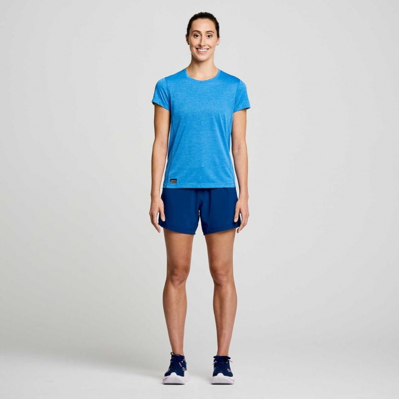 Saucony Stopwatch Kurzes Sleeve T-Shirt Damen Blau | SCHWEIZ TLAFV