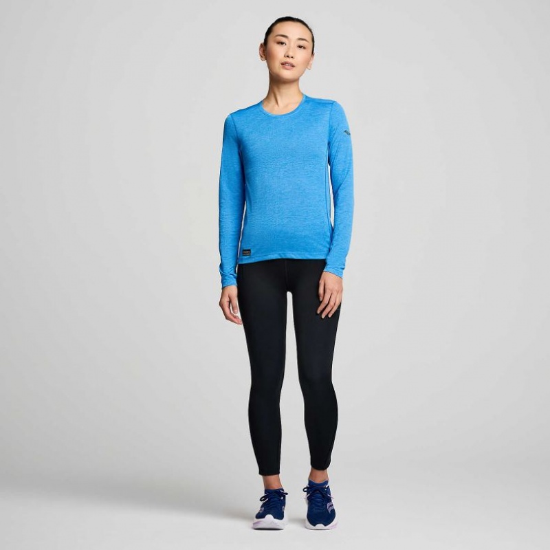 Saucony Stopwatch Long Sleeve T-Shirt Damen Blau | SCHWEIZ GHJYU